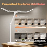 LED Desk Lamp for Home Office - 24W Architect Table Lamp with Long Swing Arm Corded Electric 1500LM Bright Dimmable Computer Table Light(White)