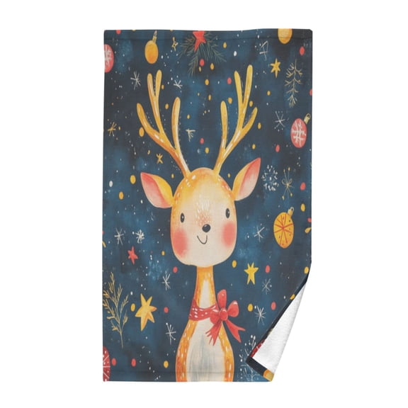 Pure Cotton Face Towel 16x28 Inches Hand Towel Bath Towel Hand Bath Towels Soft Good Water Absorption for Washing Face Wiping Face Cute Smiling Christmas Deer