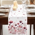 thumbnail image 3 of Watercolor Flowers Table Runner, Spring Pink Ink Floral Botanical Washable Cotton Linen Table Runners 108 Inches Long, Dresser Scarf Runner for Dining/Living Room/Kitchen/Square Tables 13''x108'', 3 of 9