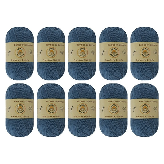 10-Pack Yonkey Monkey Skein Tencel Yarn - 70% Bamboo, 30% Cotton (Cowboy Blue 9030)