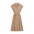 thumbnail image 5 of NTACZA Summer Dresses Casual Midi Short Sleeve Shirt Dress Ruched Waist Collared Vacation Size XXL, 5 of 5