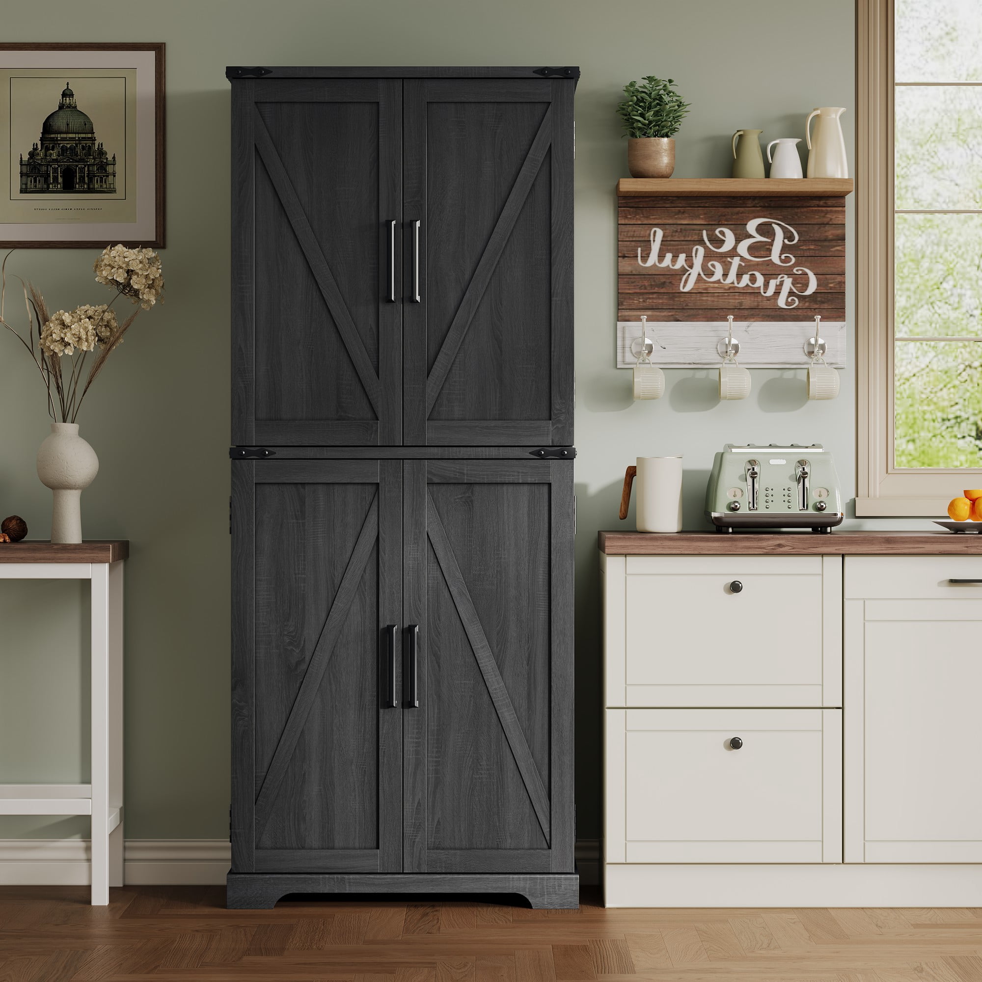 IFMUST 72" Pantry Cabinet Kitchen Food Storage Cabinet Kitchen Larder Cupboard For Kitchen Restaurant Living Room Bathroom