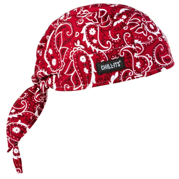 Ergodyne Chill-Its 6615 Absorptive Moisture-Wicking Dew Rag, Red Western