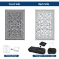 thumbnail image 5 of HIWEAVER 9' x 18' Gray/White Outdoor Rug PP Plastic Straw Woven Waterproof Patio Rug with Border Portable Outside Carpet for Balcony Deck Picnic Garden Decor, 5 of 7