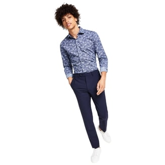 Bar III Men's Casual Slim-Fit Linen Trousers 32W x 34L Blue - NWT $135 -  Walmart.com
