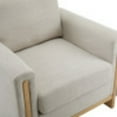 thumbnail image 4 of Ernest Mid-Century Modern Fabric Accent Armchair, Upholstered Club Chair with Solid Wood Frame, Beige+Natural, 4 of 8