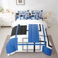 thumbnail image 2 of Manfei Blue White Abstract Bedding Comforter Set 7-Piece, Chic Minimalism King Bedding Sets, Teen Child Kid Adult Reversible Bed Sheets, Lightweight Room Decor, 2 of 7