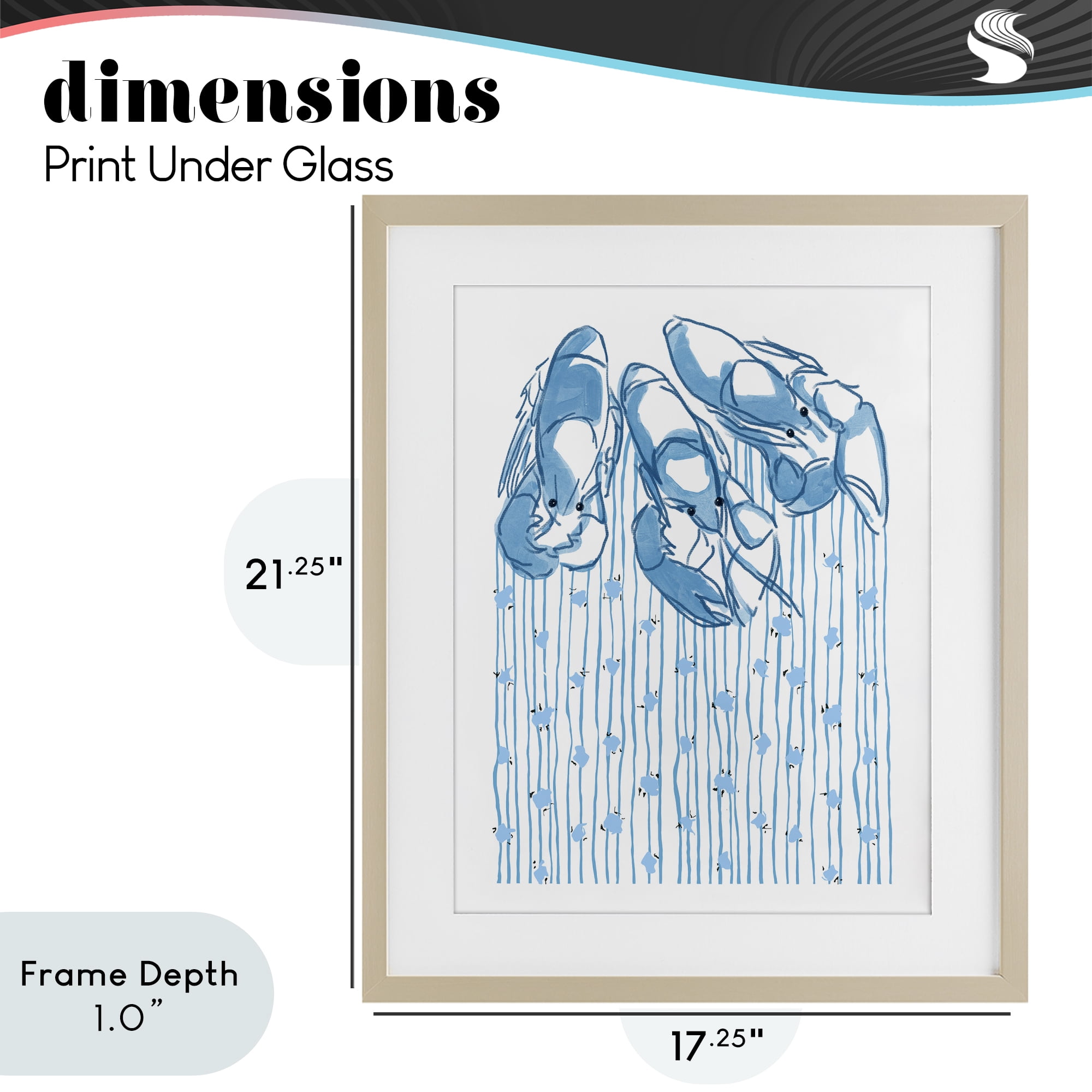 Stupell Industries Lobster Trio with Strings Birch Framed Print Under Glass, design by Melissa Tilley