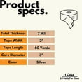 thumbnail image 3 of PSBM Silver Duct Tape, 2 Inch x 60 Yards, 7 Mil Thick, Polyethylene Coated Cloth, 24 Pack for Repairing Patching and Sealing, 3 of 6