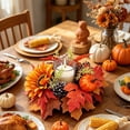 thumbnail image 5 of ICQOVD Fall Pumpkin Candle Holder Wreath Artificial Maple Leaf Pinecone Desktop Table Decoration, 5 of 6