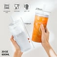 thumbnail image 2 of KORSMALL 20 OZ Iced Coffee Cup With Glass Lids and Straws,High Borosilicate Glass Tumbler Cup, Reusable Wide Mouth Smoothie Cups(Clear, 4pack), 2 of 5