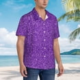 thumbnail image 5 of Goofa Glitter Purple Hawaiian Shirt for Men, Unisex Summer Beach Casual Short Sleeve Button Down Shirts,Aloha Tropical Floral print shirt-Large, 5 of 9
