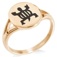 thumbnail image 1 of Stainless Steel Aztec Adaptability Rune Minimalist Oval Top Polished Statement Signet Ring, 1 of 1