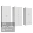 thumbnail image 6 of MADESA 6 Doors 2 Drawers Wardrobe Set Armoire Closet Bedroom Storage Cabinet with Shelves and Hanging Space 94"L Wooden Clothing Organizer Unit - White, 6 of 12