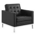 thumbnail image 4 of Modway Loft Tufted Upholstered Faux Leather Loveseat and Armchair Set in Silver Black, 4 of 6