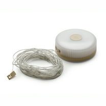 Ozark Trail 600 Lumen 2-in-1 Camping Light with 32.5 ft String Light – Lantern & Ambient Lighting Combo, Beige/White