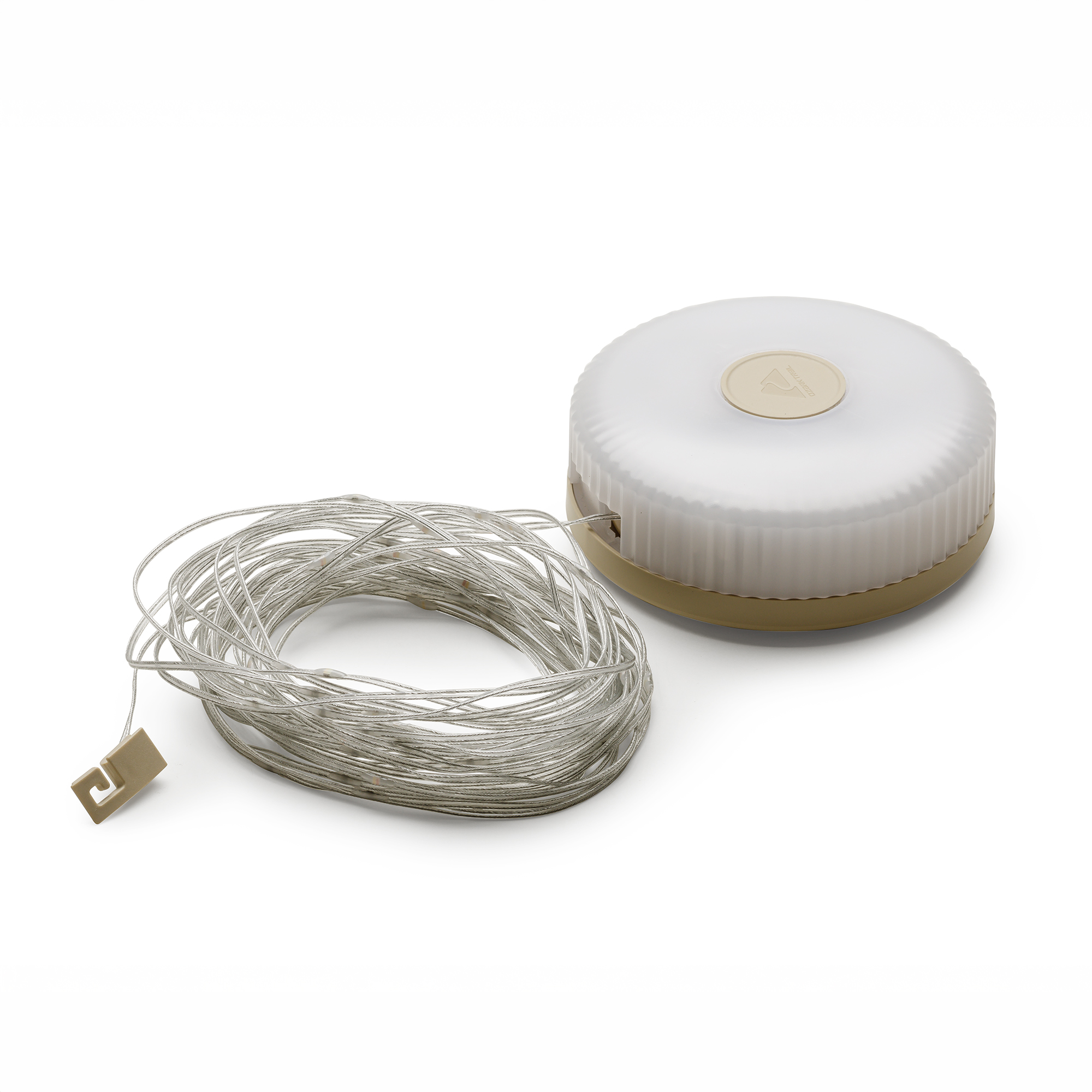 Ozark Trail 600 Lumen 2-in-1 Camping Light with 32.5 ft String Light – Lantern & Ambient Lighting Combo, Beige/White