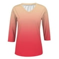 thumbnail image 4 of 3/4 Length Sleeve Womens Tops, Comdrip Womens Tops 3/4 Sleeve Print Plain Travel Cute Tops V Neck Slim Fit Half Sleeve Tshirts Shirts Blouse Ladies Tops and Blouses orange M, 4 of 7