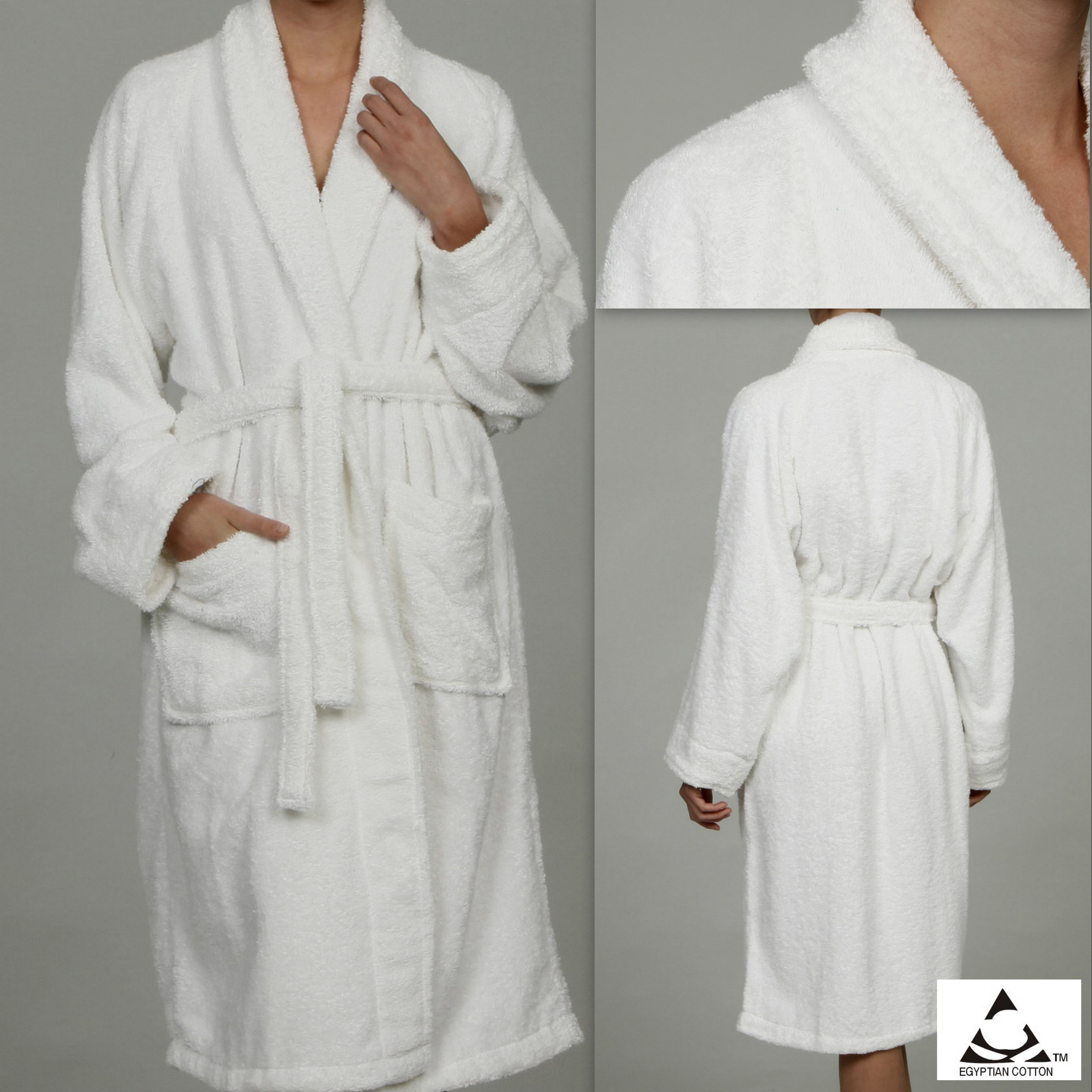 Superior Terry Cotton Adult Unisex Soft Lightweight Bathrobe, Medium, White