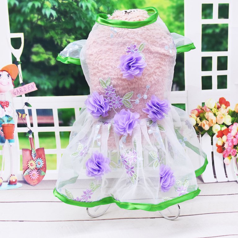shenmeida Flower Net Yarn Dog Dress Cat Princess Costume Puppy