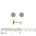 thumbnail image 2 of 18K Solid Yellow Gold Large Bezel Zirconia Stud Covered Screwback Earrings, 2 of 3