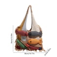 thumbnail image 3 of JZCHUNTOY Tote Bag 1 Piece, Large Capacity Tassel Splicing Design Shoulder Bag, Durable Canvas Multipurpose Handbag, for Work Shopping Travel Daily Commute Outdoor Activities Use, 3 of 6
