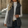 thumbnail image 2 of yoeyez Sherpa Fleece Vest for Women Winter Warm Zip Up Waistcoat Sleeveless Open Front Jackets Lightweight Soft Cozy Outerwear Gray,M, 2 of 7