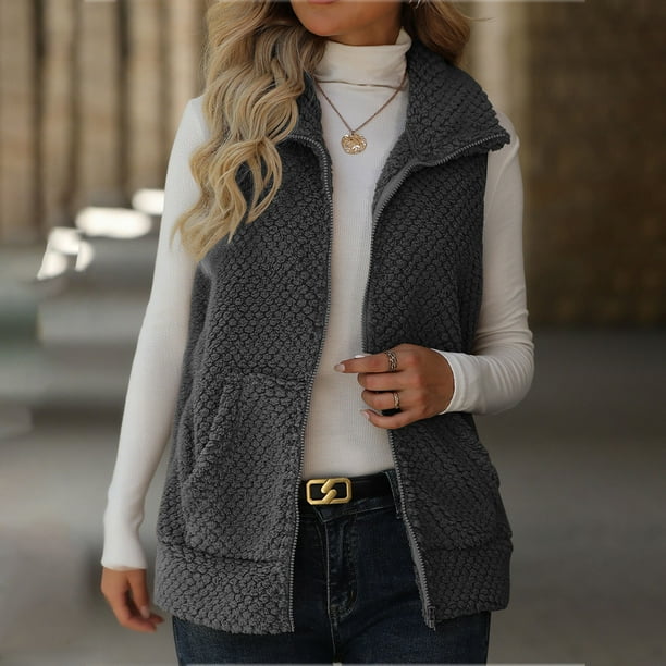 Chaqueta y abrigo informal sin mangas y sin capucha para mujer, de colores, estilo cárdigan informal, sin mangas y sin sombrero, blusa para mujer