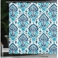 thumbnail image 3 of Ambesonne Ikat Shower Curtain, Tribal Motifs in Aztec Style, 69"Wx70"L, Sea Blue and White, 3 of 4