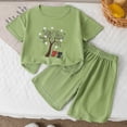 thumbnail image 4 of Odeerbi Niños Niñas Lindo Estampado Atlético Conjuntos Manga Corta Camiseta Pantalones Cortos Conjunto Suelto Ropa Deportiva Para 3-12 Años, 4 of 9
