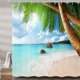 thumbnail image 3 of Cortina de ducha de baño con temática de playa de océano tropical, conjunto de cortina de ducha de tela de palmeras marinas, océano de verano, 11 Feliz Sencillez, 3 of 4