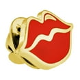 thumbnail image 2 of PinMart's Red and Gold Lips Kissing Cute Trendy Enamel Lapel Pin, 2 of 3