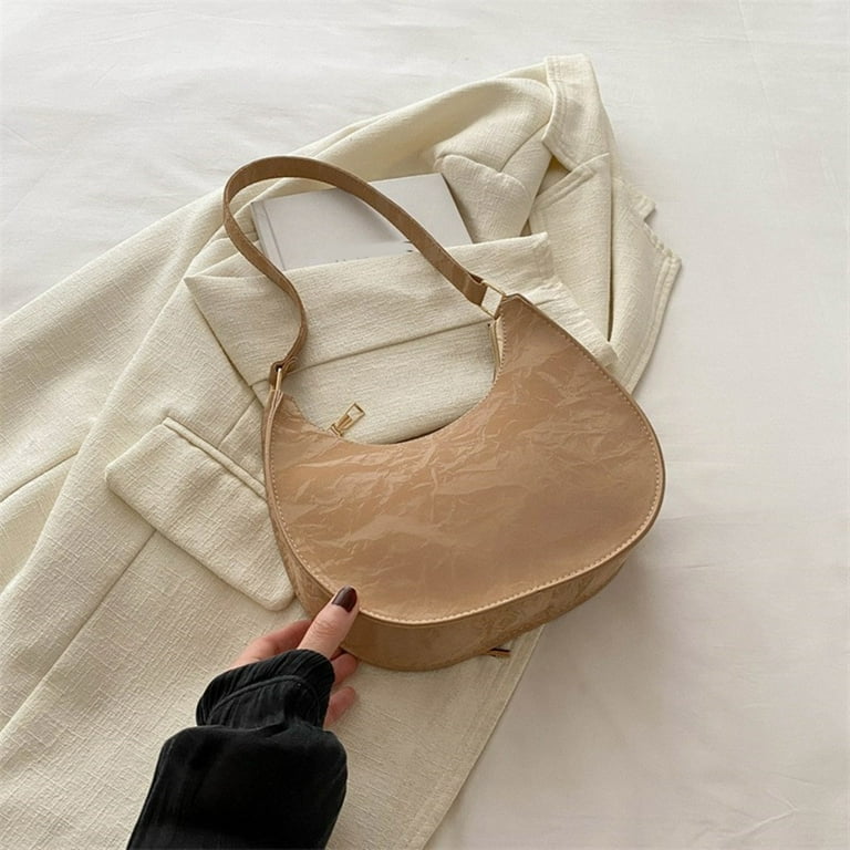 FENOHREFE Vintage Inspired Small Moon Shape Handbag for Women PU