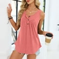 thumbnail image 4 of Sleeveless Pajama Tops for Women,35% Cotton Crew Neck Tank Button Up Slim Fit Ruched Summer Tunic Camisoles Sleepwear, 4 of 9