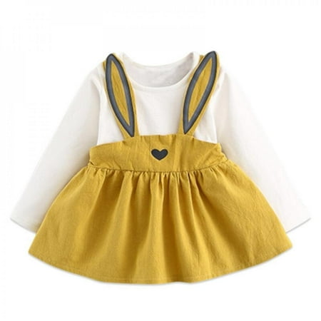 

Clearance!Toddler Kids Baby Girl Outfit Long Sleeve Rabbit Style Dress Summer Clothes Princess Dress