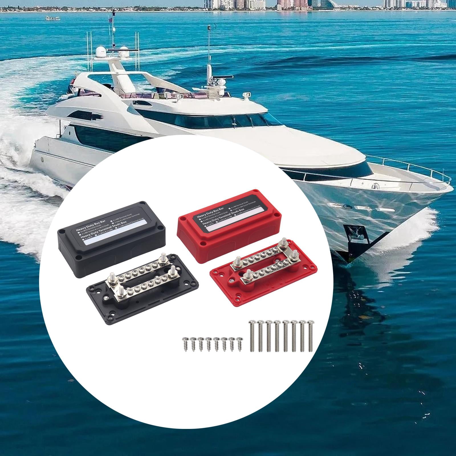 2x Power Distribution Block Junction Block Heavy Duty 300 Amp Rating Bus Bar Terminal Block for Truck Boat Car RV Marine Style C