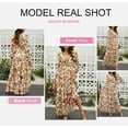 thumbnail image 4 of Dearlove Cocktail Dress for Women Floral Print V Neck Maxi Maternity Dress Long Sleeve Bridesmaid Evening Gown Apricot L, 4 of 7