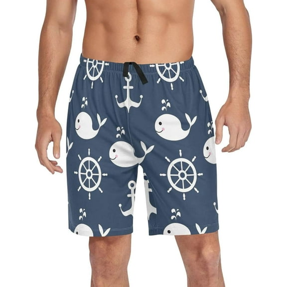 GZHJMY Anchor Pajama Pants Short for Men, Lounge Pants Lightweight Men Pajama Bottoms with Drawstring Pockets, Christmas New Year Birthday Gifts, X-Large