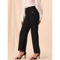 thumbnail image 2 of INSPIRE CHIC Pantalones Palazzo Casuales Rectos Sueltos Con Panel De Encaje De Longitud Completa Para Mujer Negro S, 2 of 6