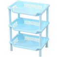 thumbnail image 1 of Corner Plastic/Metal Freestanding Stackable Organizer Shelf for Bathroom,3 Layer Square Triangular Corner Bathroom Storage Rack Toiletry Holder Organizer Blue Sqaure, 1 of 8