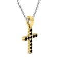 thumbnail image 2 of Dazzlingrock Collection Round Black Diamond Divine Cross of Jesus Pendant for Women with 18 Inch Silver Chain (0.15 ctw, Color Black, Clarity Opaque) in 10K Yellow Gold, 2 of 4