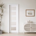 thumbnail image 2 of 24" X 80" Frosted Glass 5-Lite Sliding Pocket Door White Standard Door with Hardware Kit Set, 2 of 8