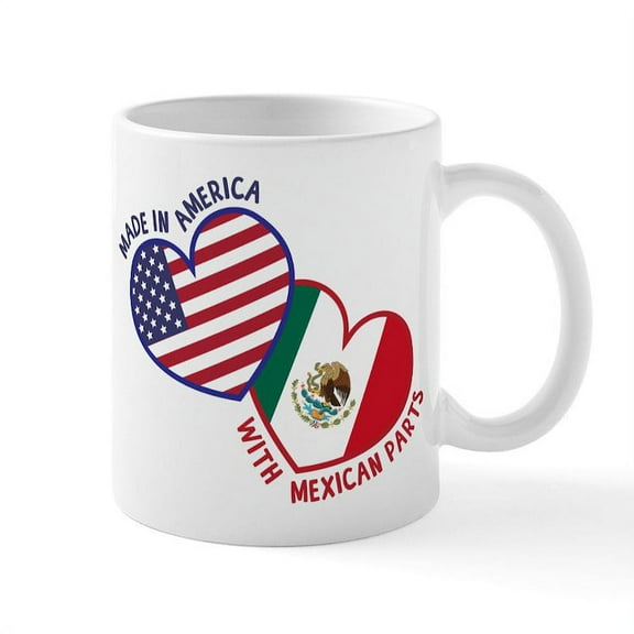 CafePress - Made In America With Mexican Par - 11 oz Ceramic Mug - Novelty Coffee Tea Cup