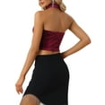 thumbnail image 3 of INSPIRE CHIC Velvet Halter Backless Camis for Women's Party Sleeveless Punk Crop Top XS Burgundy, 3 of 5