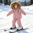 thumbnail image 6 of ATOGUTA Girls Snowsuit Hoodeed Waterproof Snow-proof Outdoor Sports Daily Winter Warm Ski Set Red, 6 of 7