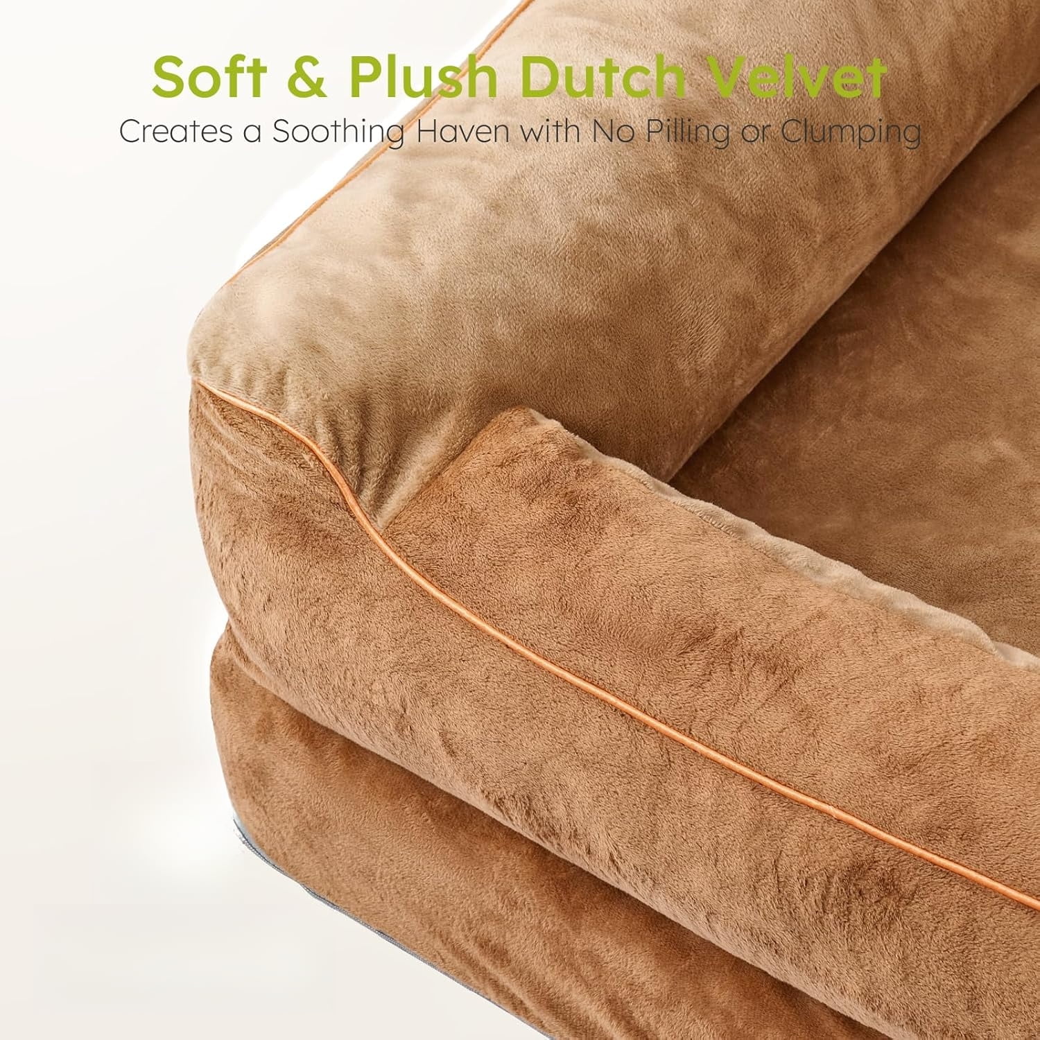 XXL Dog Bed for Extra Large Dogs, Giant Orthopedic Dog Bed with Cooling Gel Memory Foam, Waterproof Pet Bed with Removable Washable Cover, 53" Pet Sofa Bed Dutch Velvet with Bone Toy, Brown