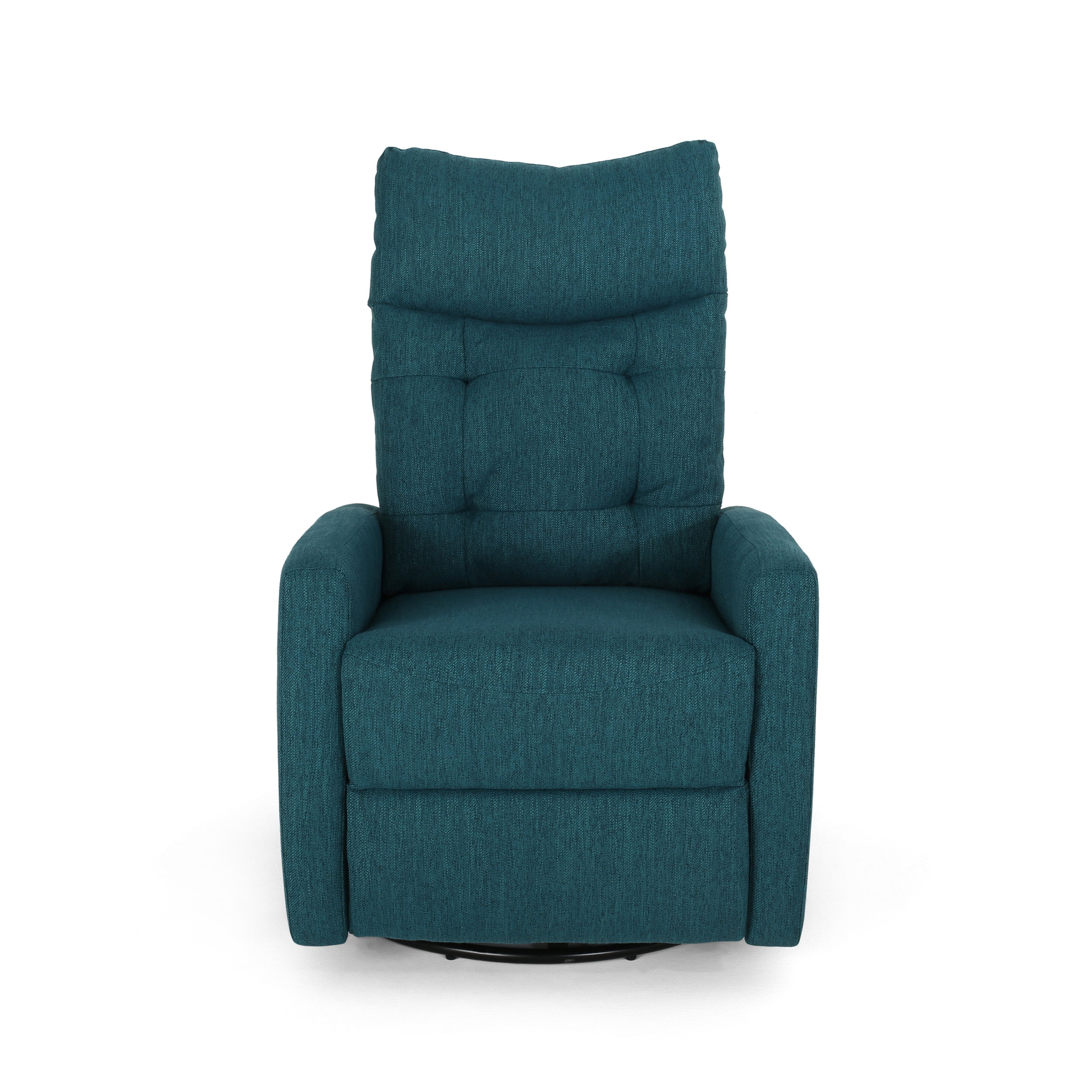 GDF Studio Kimpton Contemporary Fabric Tufted Glider Swivel Pushback Recliner, Teal and Black
