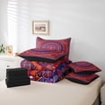 thumbnail image 6 of Manfei Bohemian Mandala Bedding Comforter Set 7 Pieces for Girls Women, Hippie Floral Flower Queen Bedding Sets, Red Purple Queen Sheet Sets, Luxury Bedroom Decor, 6 of 8