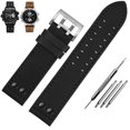 thumbnail image 3 of Correa de cuero genuina para reloj Hamilton H760250 H77616533, pulsera de cuero con remaches para piloto militar, pulsera de aviación de 20 y 22 mm para hombre, 3 of 5
