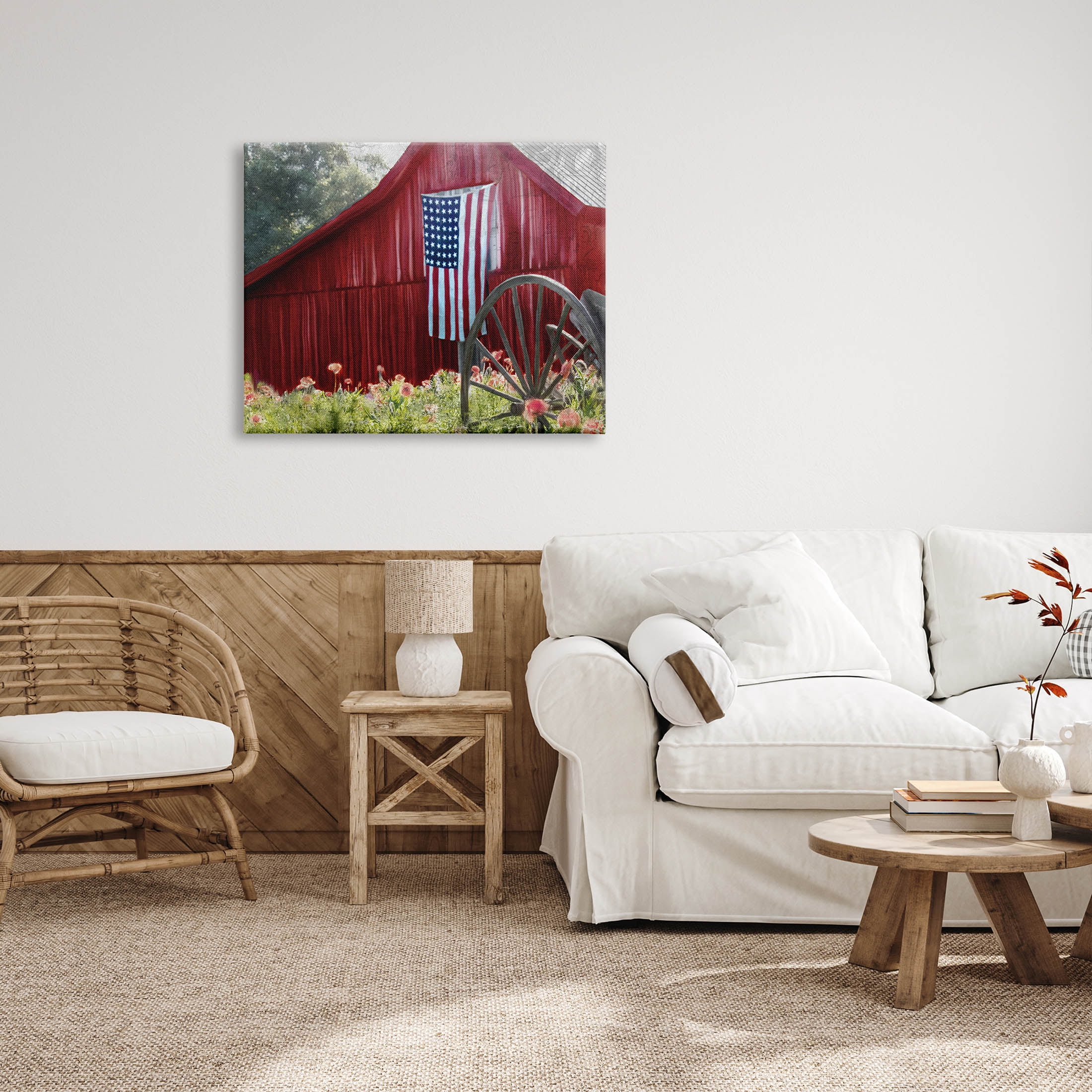 Country Farm Meadow Americana Town & City Graphic Art Gallery Wrapped Canvas Print Wall Art